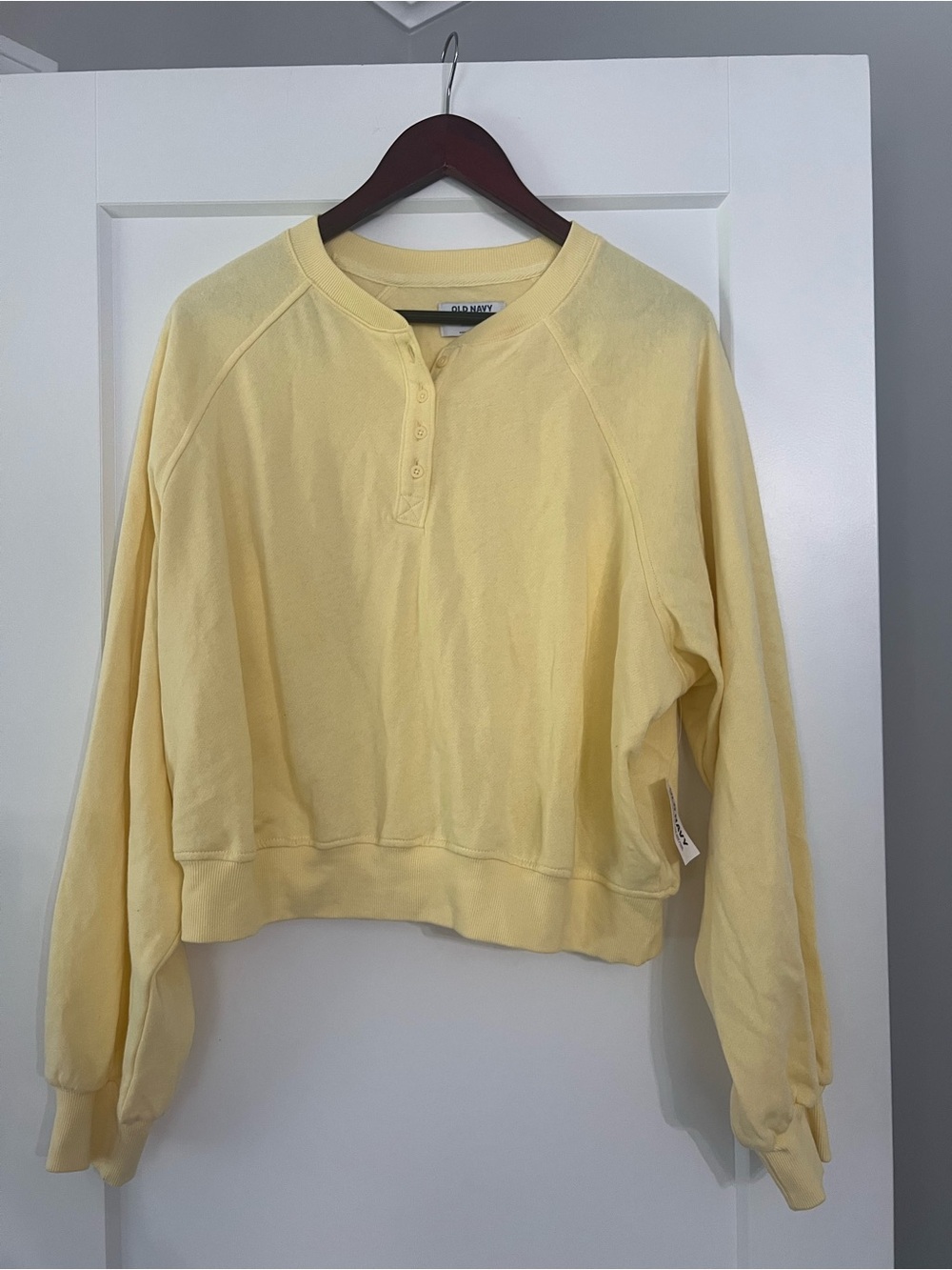 Old Navy Pale Yellow Henley Pullover Sweatshirt